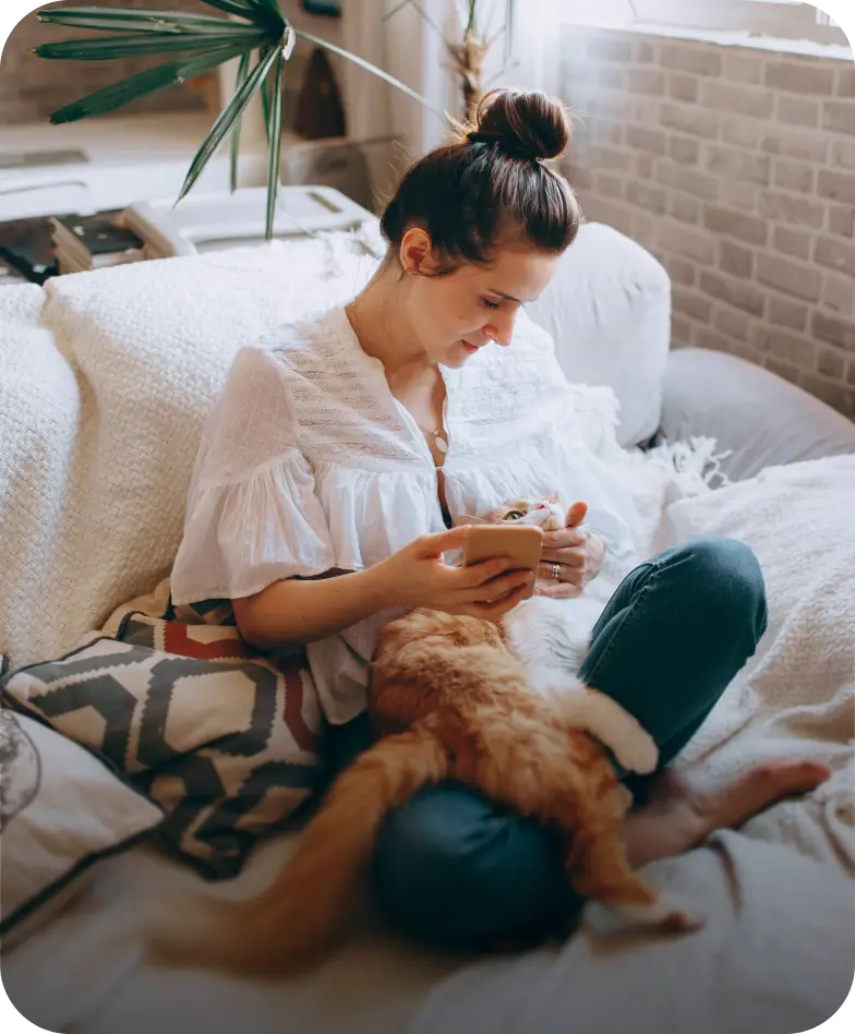 Person managing payments with the mobile app